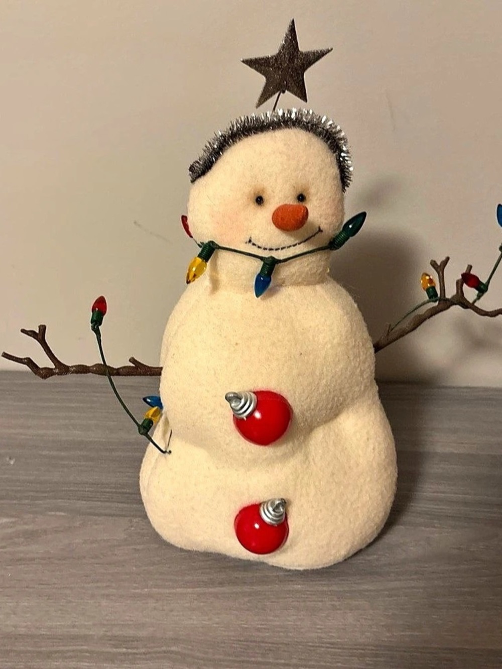Hallmark Mitford Snowman - JC 12" Plush Soft Stuffed Jan Karon Christmas Lights